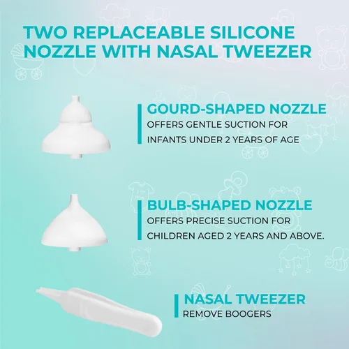 Miniatura 5 de Aspirador nasal eléctrico para bebés, máquina de succión de nariz para recién nacidos, niños y adultos, aspiradora automática de grado hospitalario