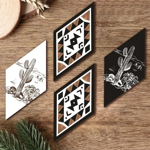 Miniatura 6 de CHDITB Decoración de pared de cactus, letrero de madera azteca, decoración de pared con temática natural, arte de pared moderno para oficina, hogar