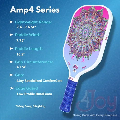 Miniatura 4 de 4Joy Pickleball Paddle Serie Amp4 – T700 de fibra de carbono Pickleball sin palas – Raquetas profesionales de pickleball para mujeres y hombres