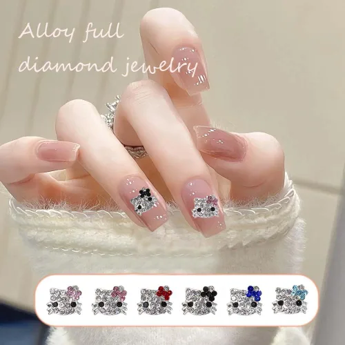 Miniatura 2 de 36 dijes Kawaii para arte de uñas, diseño de gatito brillante 3D, bonitos cristales de diamantes de imitación de metal, decoración de uñas