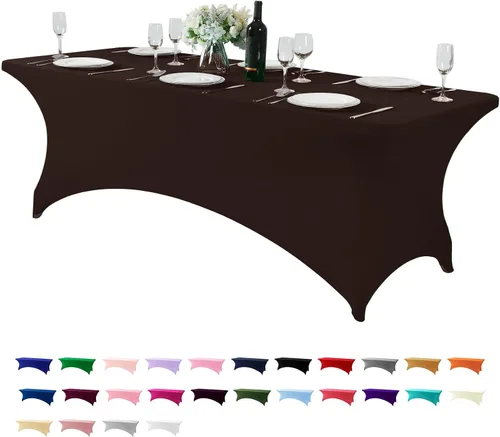 Miniatura 132 de Mantel de elastano para mesas de 4, 6 u 8 pies, mantel elástico universal ajustable para fiestas, banquetes, bodas y eventos - Verde manzana