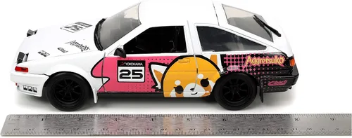 Miniatura 9 de Jada Toys Sanrio 1:24 1986 Toyota Trueno (AE86) - Figura de coche fundido a presión y Aggretsuko, juguetes para niños y adultos (33725)