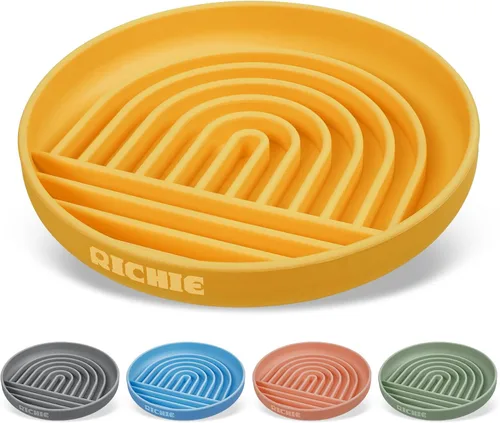 Miniatura 7 de RICHIE Tazones de alimentación lenta para perros con ventosas, cuenco de silicona para comer lentamente, diseño antideslizante para mascotas de Verde