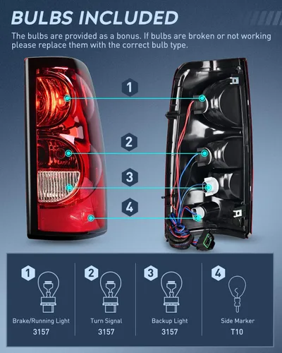 Miniatura 2 de Nilight Conjunto de luz trasera compatible con Chevy Silverado 1500 1500HD 2500 2500HD 2500 2500HD 3500 2007 Chevrolet Classic OE Style lámpara Par