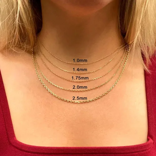 Miniatura 6 de Jewelry Affairs 14k Yellow Gold Cable Link Chain Necklace, 1.1mm