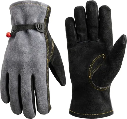 Guantes de cuero para jardinería para hombres, guantes de trabajo para soldadura, construcción, motosierra, granja, rancho, trabajo en el patio,