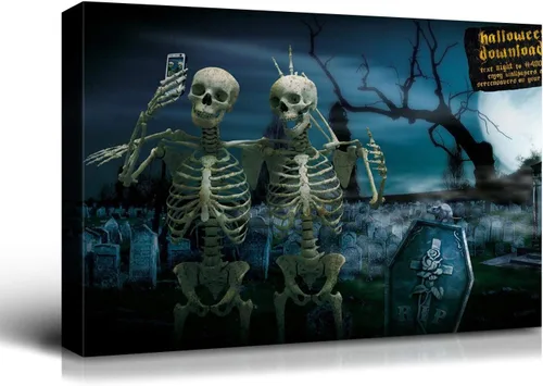 Miniatura 79 de Denozer - Pintura artística de pared de Halloween, impresión artística sobre lienzo para dormitorio, sala de estar, decoración de pared del hogar