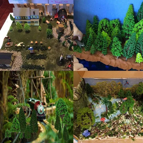 Miniatura 9 de Árboles de escala HO, Mystear 50 unidades HO OO a escala 1:100, árboles de 1.4 pulgadas/1.4 in, tren, ferrocarril, parque, paisaje, arquitectura