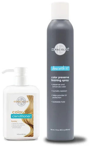 Miniatura 11 de KERACOLOR Kit de 3 en 1 (Limpieza + Acondicionador + Color) Tinte semipermanente azul para el cabello y acabado en aerosol para el cabello, 10 onzas