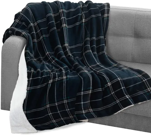 Miniatura 32 de Elegant Comfort Manta reversible de franela sherpa, ultrasuave, mullida, acogedora y afelpada, manta decorativa ligera para todas las estaciones, 50