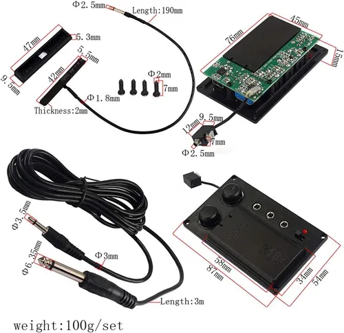 Miniatura 7 de Alnicov Negro eléctrico violín silencioso EQ Pickup Piezo con enchufe agujero cable violín traje cuerdas instrumentos piezas