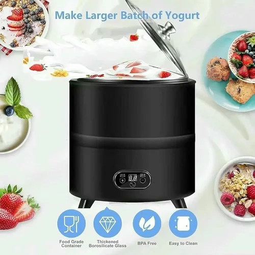 Miniatura 2 de Máquina comercial de la fermentación del yogur, máquina automática de la fermentación del yogur con control del tiempo y de la temperatura Negro