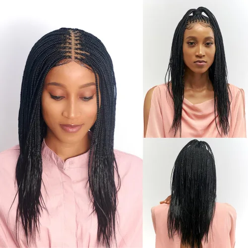 Wow Braids Peluca de Trenzas Box - Pelucas Trenzadas Micro Sin Nudos Para Mujeres Negras, Con Gorra de Encaje Suizo Completo 360 Sin Pegamento y