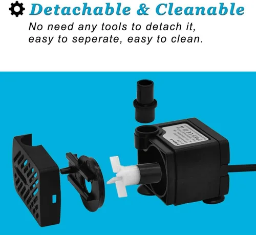 Miniatura 3 de DOMICA Mini bomba de agua sumergible de 3 W, 50 GPH, bomba de fuente pequeña para estanque, acuarios, pecera, fuente de mesa, fuente para mascotas