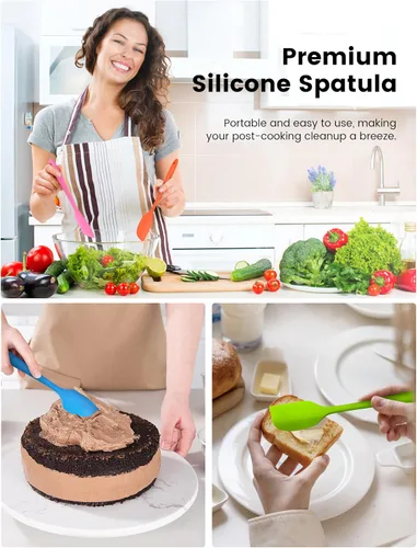 Miniatura 6 de Espátulas de silicona, silicona de grado alimenticio, raspador de goma de 8.5 pulgadas con resistente al calor, diseñado para cocinar, hornear