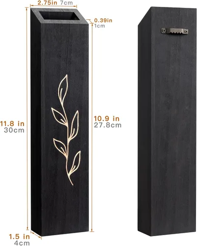 Miniatura 4 de Macetero de pared de madera, paquete de 4 jarrones de pared con bolsillo para interiores, decoración para sala de estar, dormitorio, flores secas