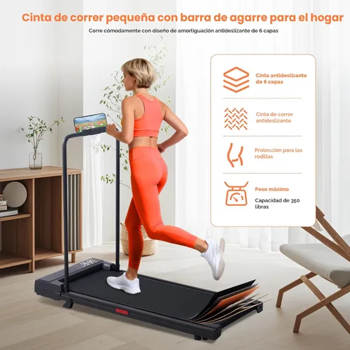 Miniatura 2 de Walking Pad Treadmill with Incline, 2026 Upgrade Portable Under Desk Treadmill for Home Small with Handles, 3.0HP Walking Pad with Handle Bar