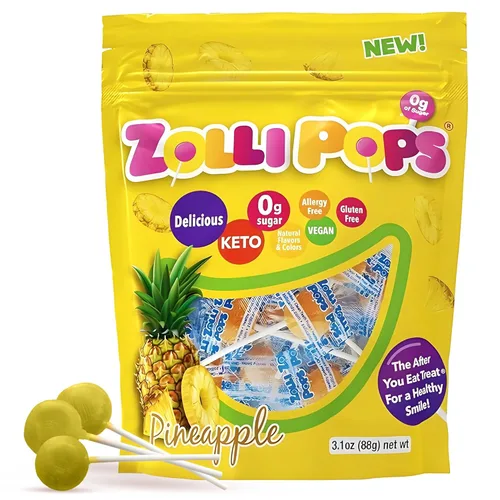 Miniatura 28 de Zollipops Caramelo y manzana verde, 10.4 onzas, sin azúcar, sin alergias, vegano, apto para dieta cetogénica y diabética, caramelo de dientes limpios