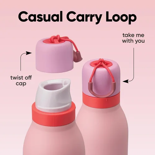 Miniatura 5 de Botella de agua aislada con tapa Twist de acero inoxidable Owala FreeSip con pajita para deportes y viajes, sin BPA, 24 onzas, Angel Food Cake