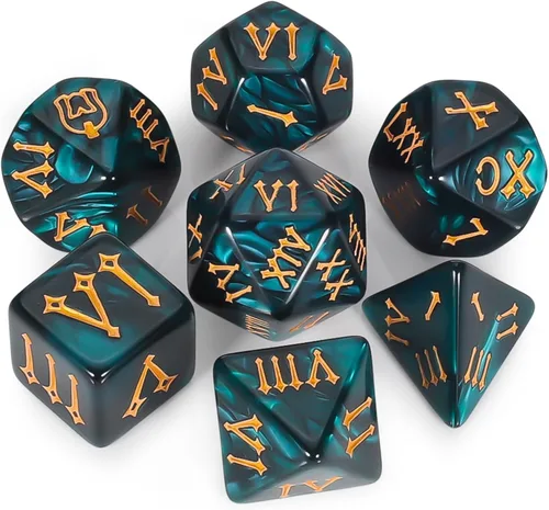 Miniatura 29 de CiaraQ DND - Juego de dados poliédricos con bolsa de dados para juegos de rol de Calabozos y Dragones RPG MTG (fuente negra y blanca)