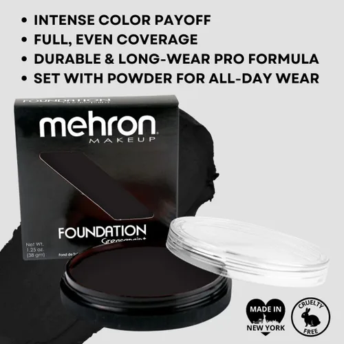 Miniatura 3 de Mehron Greasepaint- Base de maquillaje(1.25 onzas), Negro