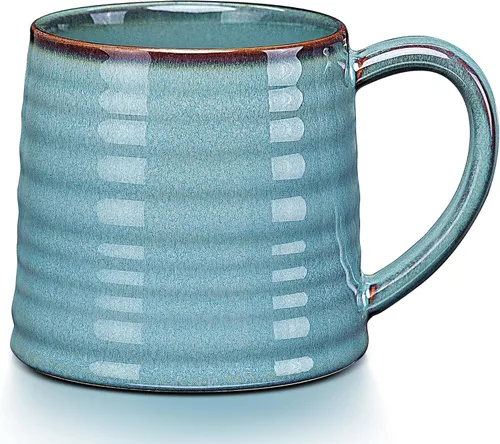 Miniatura 5 de LUXU Tazas de café de cerámica (hechas a mano, 1 unidad), tazas grandes de té de café de porcelana, taza de café con leche de porcelana de 15 onzas