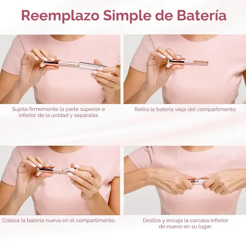 Miniatura 7 de Finishing Touch Flawless Brows - Depiladora de cejas eléctrica para mujer con luz LED para eliminación instantánea y sin dolor del vello facial Rosa