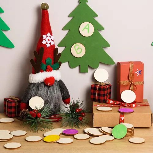Miniatura 6 de 300 piezas de rebanadas redondas de madera sin terminar de 1.5 pulgadas, discos de madera redondos para manualidades, espacios en blanco de madera