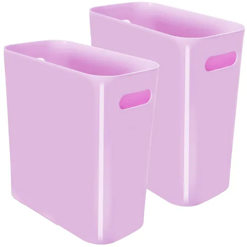Miniatura 7 de Youngever Paquete de 2 cubos de basura delgados de 3 galones, contenedor de basura de plástico con asas para oficina en casa, sala de estar, sala