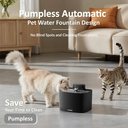 Miniatura 9 de PET LAYSON - Fuente de agua para gatos sin bombas, fuentes inalámbricas inteligentes que funcionan con pilas, 3.6L/122 onzas con tecnología Maglev