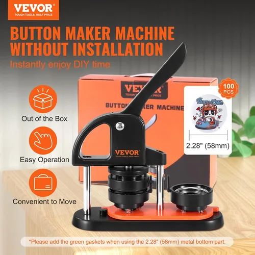 Miniatura 2 de VEVOR - Máquina para hacer botones, 2.25 pulgadas/58mm, con 100 piezas de botones, máquina para hacer botones con libro mágico de pandas, kit