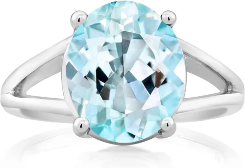 Miniatura 32 de Gem Stone King Anillo solitario con piedra preciosa de 3.00-7.00 quilates Plata de ley 925 Ovalado de 0.47 x 0.49 pulgadas Anillo
