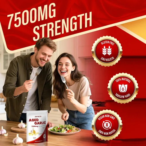 Miniatura 5 de Extracto de ajo envejecido inodoro 7500 mg, sin OMG, sin gluten Apoya la salud inmune Bulbo Allium Sativum cultivado Potente suplemento