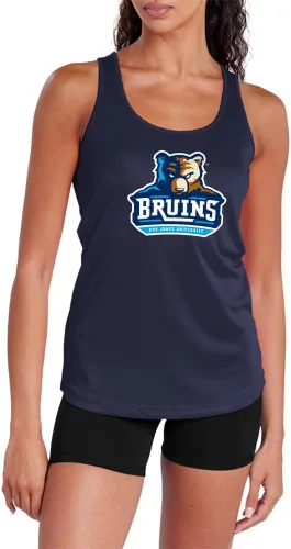 Camiseta deportiva sin mangas oficial de NCAA Collegiate para mujer, con espalda cruzada, colección con logotipo primario