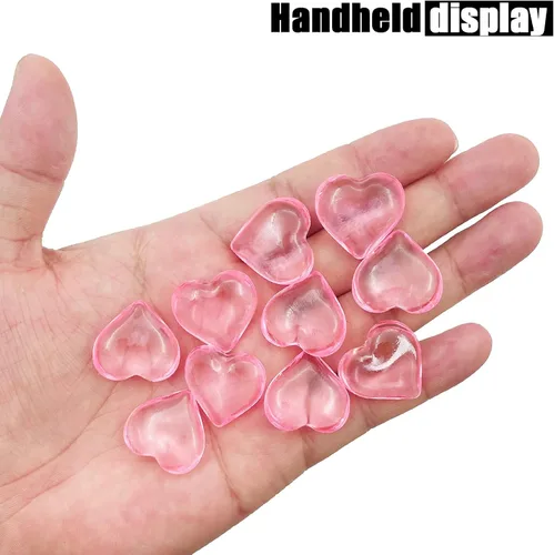 Miniatura 5 de 200 corazones acrílicos rosados, relleno de jarrón de 0.866 in, decoraciones para el día de San Valentín, decoración de mesa de corazón de plástico