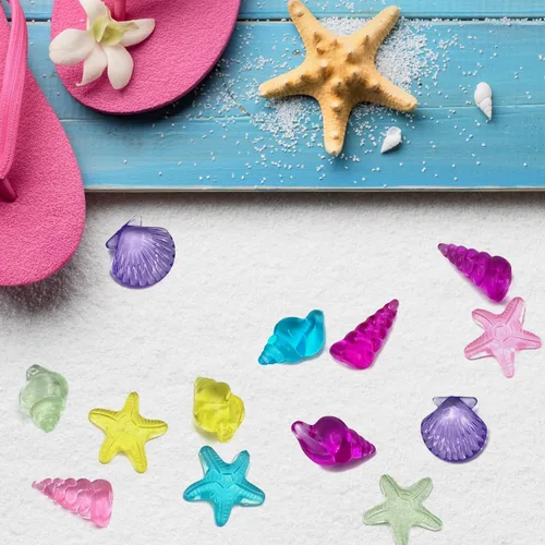Miniatura 5 de 4 estilos 100 piezas de conchas acrílicas del océano marinas surtidas conchas marinas conchas de mar para fiesta temática de playa, decoración