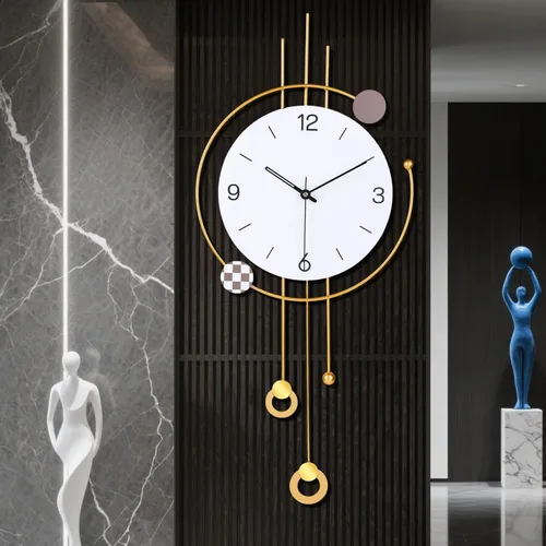 Miniatura 8 de SIN&MI Reloj de pared grande para decoración de sala de estar, gran arte decorativo de pared, reloj de péndulo, funciona con pilas, sin tictac