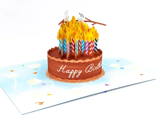 Miniatura 4 de Liif Tarjeta de cumpleaños divertida con diseño de pastel en llamas, tarjeta de cumpleaños emergente en 3D, tarjeta de cumpleaños para hombres