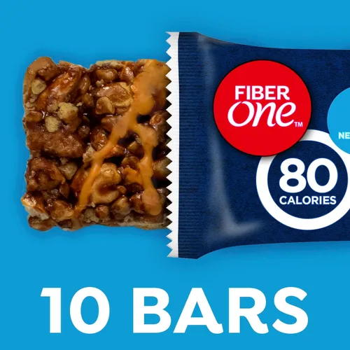 Miniatura 3 de Fiber One Barras masticables de 80 calorías, mantequilla de maní de chocolate, paquete económico, 10 unidades, 8.2 onzas
