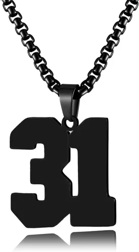 Miniatura 49 de Collar de Número Dorado para Hombre, Cadena de Acero Inoxidable con Colgante de Número para Atletas, Joyería Deportiva Personalizada para Niños