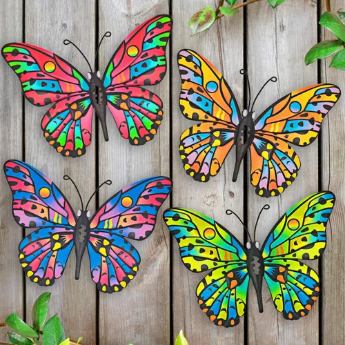 Miniatura 8 de Decoración de Pared de Mariposa de Metal - Arte Decorativo de Pared para Valla Exterior de 9,6", Decoración Colgante para Jardín y Patio, Sala