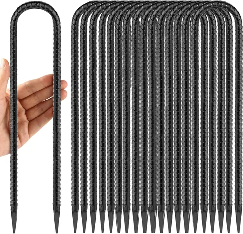 Miniatura 9 de Estacas de viento para trampolín de 12 pulgadas, estacas en U resistentes para suelo, paquete de 8 anclajes de amarre para trampolín para juego