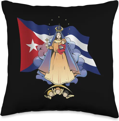 Cuban Virgen de la Caridad del Cobre Art by NLTS Virgen la Caridad del Cobre Patrona de Cuba y Bandera Cubana, 16.0 x 16.0 in, Multicolor