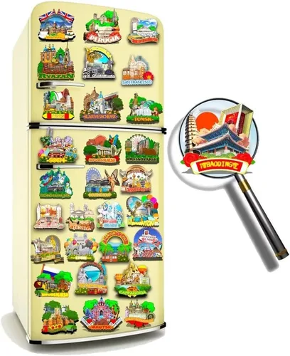 Miniatura 4 de China Baoding imán de nevera de madera 3D monumentos de viaje coleccionables recuerdos decoración hecha a mano -518