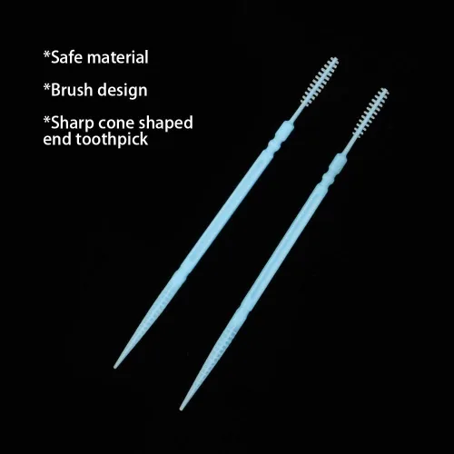 Miniatura 7 de 1100pcs Double Head Plastic Toothpick, Teeth Cleaning Tooth Picks Oral Care Floss Pick Floss Interdental Brush with Box (Blue)