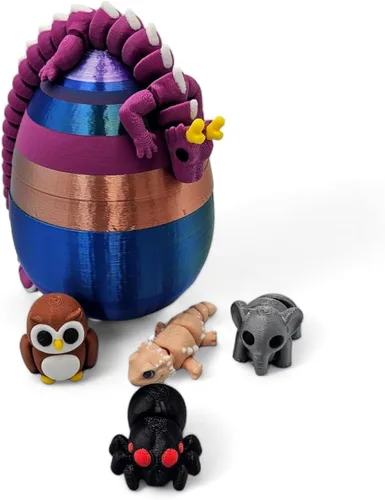 Miniatura 12 de Paquete de 10 minianimales misteriosos, figuras articuladas de animales impresos en 3D, diseños únicos y divertidos, incluye huevo misterioso