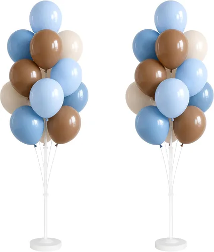 Miniatura 24 de Kit de columna de globos para piso: juego de 2 soportes para globos, con globos cromados metálicos negros y dorados, base y poste, decoración