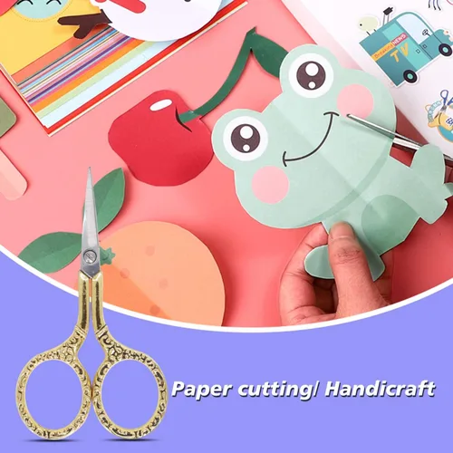 Miniatura 5 de BIHRTC Tijeras de seguridad con punta afilada de acero inoxidable para bordado, costura, manualidades, trabajo de arte y uso diario (dorado)