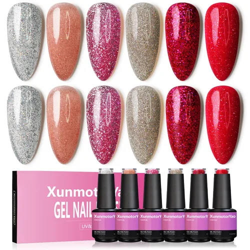 Miniatura 9 de Juego de esmaltes de uñas de gel, 6 colores, color rosa nude, kit de esmalte de uñas LED UV, kit de uñas Minicure para bricolaje, arte de uñas