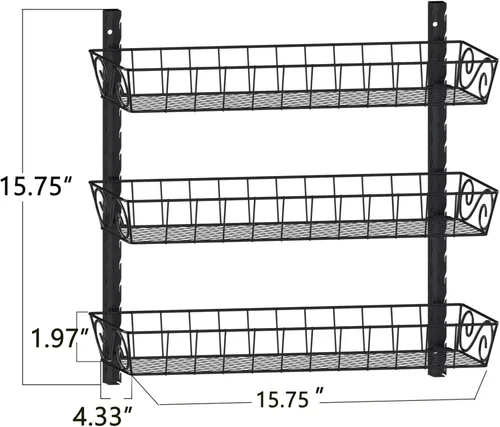 Miniatura 3 de SWOMMOLY Especiero ajustable para montaje en pared, organizador de 3 niveles de doble uso (multiuso), color negro